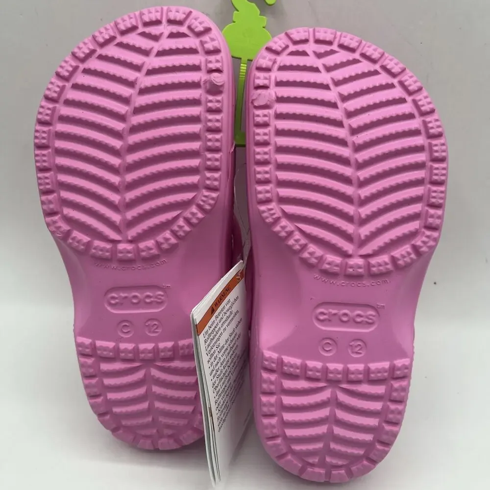 Crocs Girls Classic Clog 206991-6SW Slip-On Taffy Pink Sz US C12 NWT